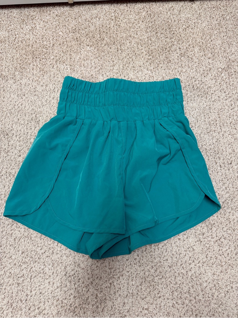 Pink Lily Teal High-Waist Athletic Shorts